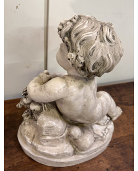 Le village de 58 brocanteurs - Lebrun : Putti en terre cuite émaillée