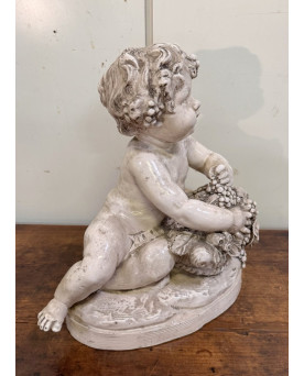 Le village de 58 brocanteurs - Lebrun : Putti en terre cuite émaillée