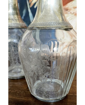 Village des brocanteurs 58 - paire de carafes anciennes en cristal et argent massif