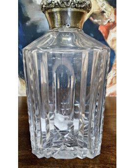 Le village de 58 brocanteurs - Carafe ancienne en cristal taillé – Monture en argent / époque Art Déco