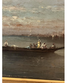 Le village de 58 brocanteurs - Lamois : huile sur Panneau / vue de Venise