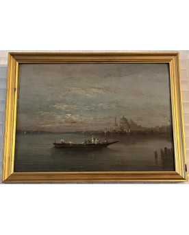 Le village de 58 brocanteurs - Lamois : huile sur Panneau / vue de Venise