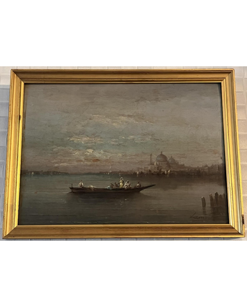 Le village de 58 brocanteurs - Lamois : huile sur Panneau / vue de Venise