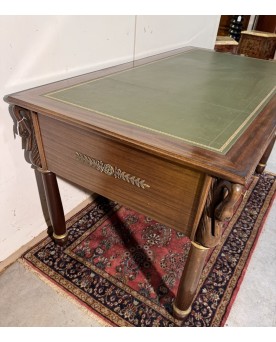 Le village de 58 brocanteurs - Bureau Ministre de centre style empire a cols de cygnes en acajou