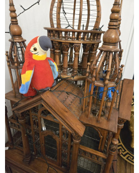 Le village de 58 brocanteurs - Grande volière architecturale en bois–Travail d’ébénisterie de la premiére moitié du XXeme