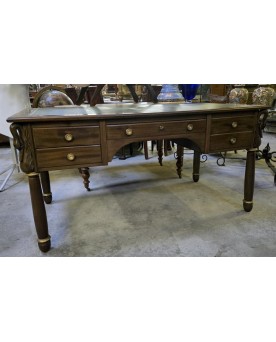 Le village de 58 brocanteurs - Bureau Ministre de centre style empire a cols de cygnes en acajou