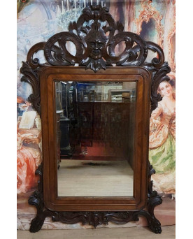 Le village de 58 brocanteurs - Très important miroir en bois sculpté, datant du XIXᵉ siècle, époque Napoléon III