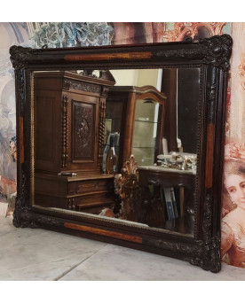 Le village de 58 brocanteurs - Grand miroir époque XIXeme en bois laqué