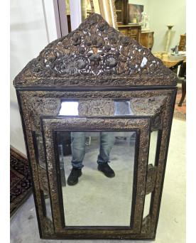Le village de 58 brocanteurs - miroir ancien en cuivre repoussé et patiné époque Napoléon III