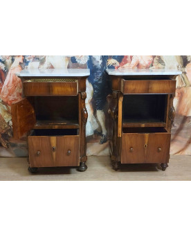 Le village de 58 brocanteurs -  Rare paire de meubles d'apparat Italiens époque Charles X en acajou