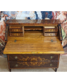 Le village de 58 brocanteurs - commode secrétaire scriban style Louis XV à abattant, en bois précieux