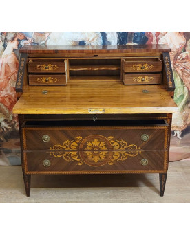 Le village de 58 brocanteurs - commode secrétaire scriban style Louis XV à abattant, en bois précieux