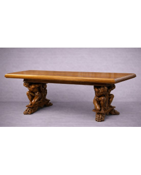 Le village de 58 brocanteurs -  Rare grande table style Renaissance en noyer
