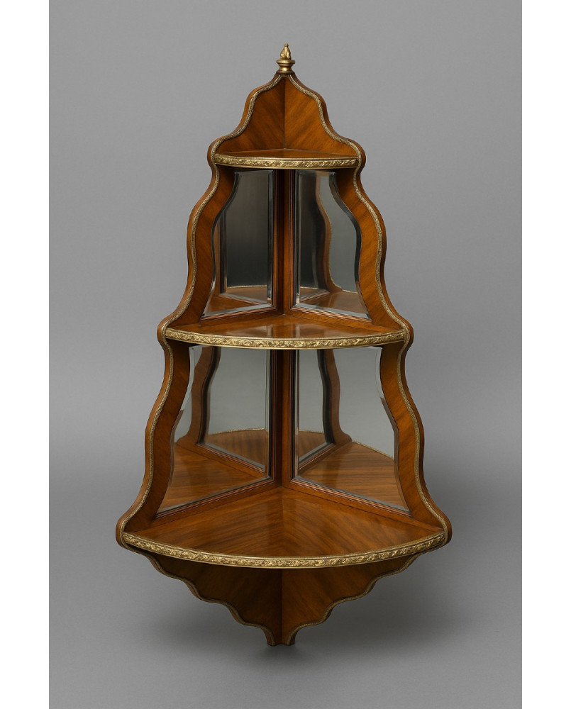 Le village de 58 brocanteurs - Vitrine d’angle en bois de rose époque Napoléon III