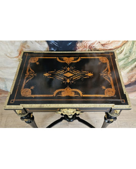 Le village de 58 brocanteurs - Table de courtoisie "Boulle" époque Napoléon III en marquéterie