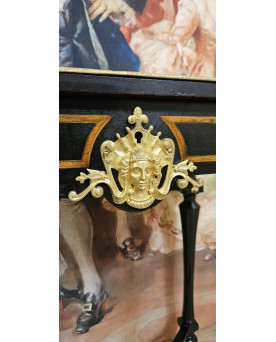 Le village de 58 brocanteurs - Table de courtoisie "Boulle" époque Napoléon III en marquéterie