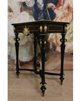 Le village de 58 brocanteurs - Table de courtoisie "Boulle" époque Napoléon III en marquéterie