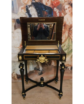 Le village de 58 brocanteurs - Table de courtoisie "Boulle" époque Napoléon III en marquéterie