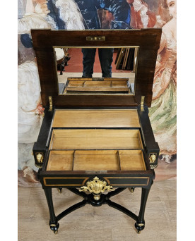 Le village de 58 brocanteurs - Table de courtoisie "Boulle" époque Napoléon III en marquéterie