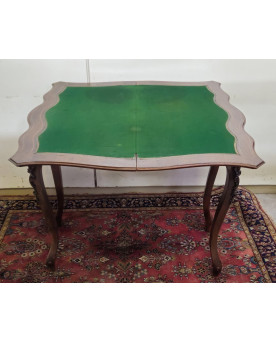 Le village de 58 brocanteurs -Table a jeux style Louis XV en marquéterie et acajou