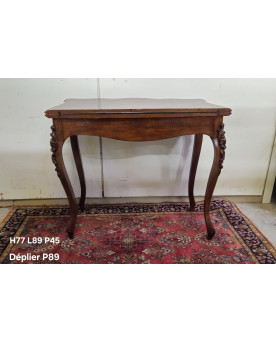 Le village de 58 brocanteurs -Table a jeux style Louis XV en marquéterie et acajou