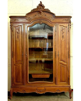 Le village de 58 brocanteurs - Bibliothéque Style Louis XV Rocaille en noyer sculpté