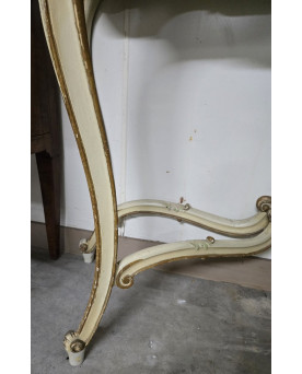 Le village de 58 brocanteurs - Console + grand miroir de style Louis XV en bois laqué et doré