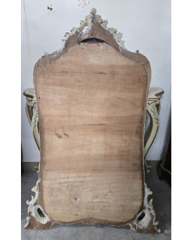 Le village de 58 brocanteurs - Console + grand miroir de style Louis XV en bois laqué et doré