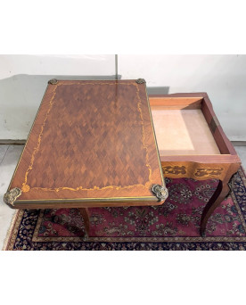 Le village de 58 brocanteurs - Table à jeu en marqueterie de style louis XV époque fin XIXeme