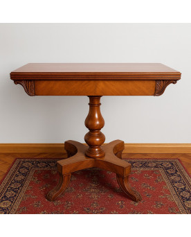Le village de 58 brocanteurs - Angleterre XIXeme : table a jeux style Charles X en acajou blond