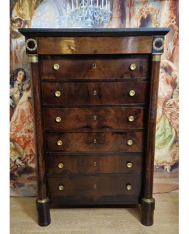 Le village de 58 brocanteurs - Semainier d’époque Empire, début du XIXᵉ siècle, en acajou flammé