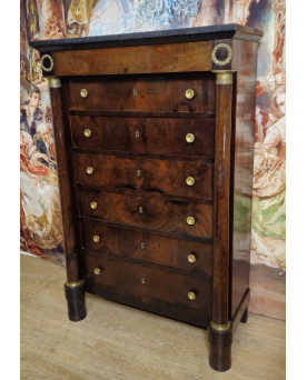 Le village de 58 brocanteurs - Semainier d’époque Empire, début du XIXᵉ siècle, en acajou flammé