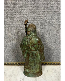 Le village de 58 brocanteurs - Asie XIXeme : statue en bronze représentant un sage chinois, probablement un immortel taoïste