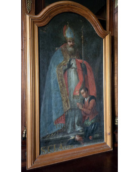 Le village de 58 brocanteurs - Huile sur toile représentant Saint Claude Époque XVIIe siècle