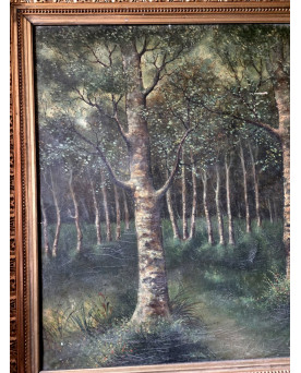 Le village de 58 brocanteurs - Paysage forestier – École de Barbizon, XIXᵉ siècle - huile sur toile