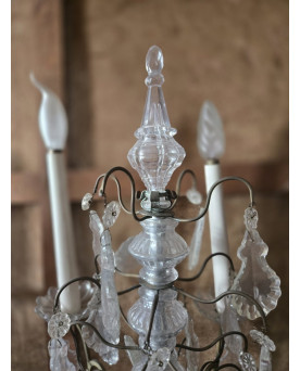 Le village de 58 brocanteurs - Paire de Girandoles en bronze et cristal – Époque XIXᵉ siècle