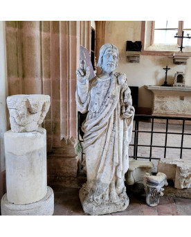 Le village de 58 brocanteurs - Statue monumentale du Christ Bon Pasteur en pierre époque XVIeme siecle