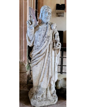 Le village de 58 brocanteurs - Statue monumentale du Christ Bon Pasteur en pierre époque XVIeme siecle