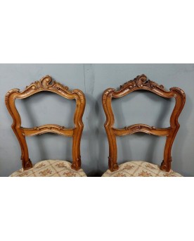 Le village de 58 brocanteurs - Paire De Chaises Louis XV En Noyer Blond