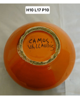 Le village de 58 brocanteurs -Vase en céramique signé CAMOS – Vallauris Joli vase en céramique émaillée