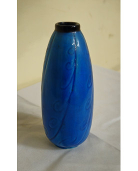 Le village de 58 brocanteurs - Vase en céramique signé Rosalba – bleu d'Egypte profond