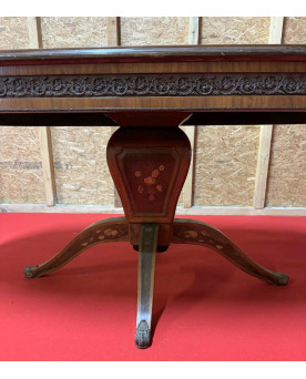 Le village de 58 brocanteurs - Table guéridon ovale ancienne en marqueterie – Style Napoléon III / XXe siècle