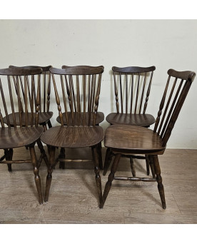 Le village de 58 brocanteurs - Lot de 6 chaises en bois – style bistrot - western / vintage