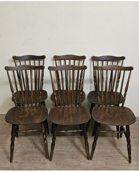 Le village de 58 brocanteurs - Lot de 6 chaises en bois – style bistrot - western / vintage