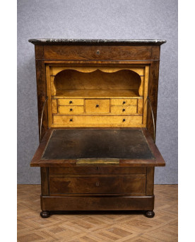Le village de 58 brocanteurs - secrétaire époque Louis Philippe en ronce de noyer, époque XIXe siècle