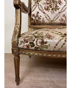 Le village de 58 brocanteurs - Banquette De Style Louis XVI En Bois Doré