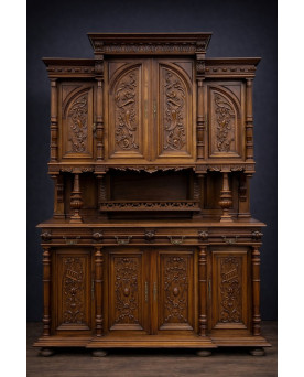 Le village de 58 brocanteurs - Très Important Buffet a huit portes Renaissance en noyer massif