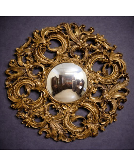 Le village de 58 brocanteurs - Miroir ancien doré style Baroque / Rococo – Cadre très richement sculpté