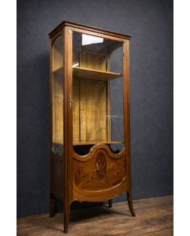 Le village de 58 brocanteurs - Vitrine en marqueterie – époque Art Nouveau / Bois précieux - Majorelle - Gallé