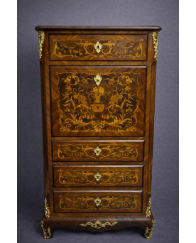 Le village de 58 brocanteurs - Secrétaire époque XIXeme / marqueterie de bois nobles – Style Louis XV